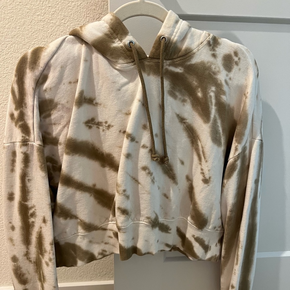 Good American Green Tie Die Cropped Sweatshirt Never Worn size US 2